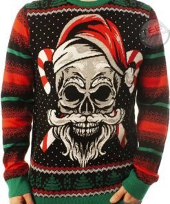 Funny Santa Skull Santa Black Ugly Christmas 3D Sweater
