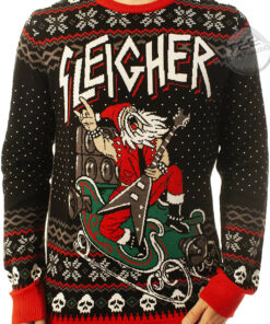 Funny Santa Sleigher Black Ugly Christmas 3D Sweater