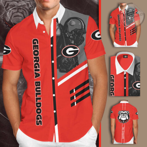 Georgia Bulldogs 3D Short Sleeve Dress Shirt 01