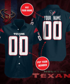 Houston Texans 3D Short Sleeve Dress Shirt 04