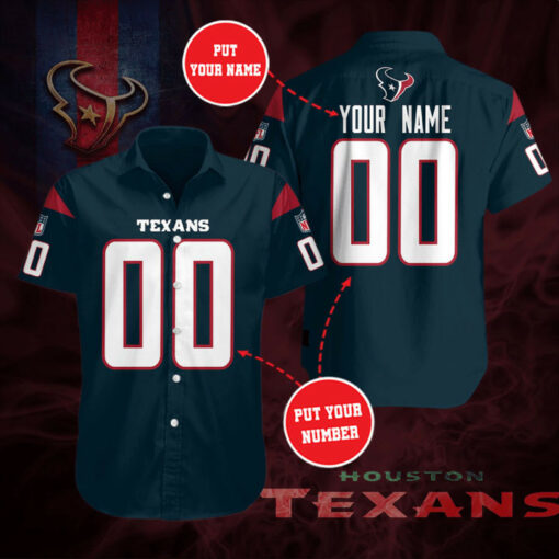 Houston Texans 3D Short Sleeve Dress Shirt 04
