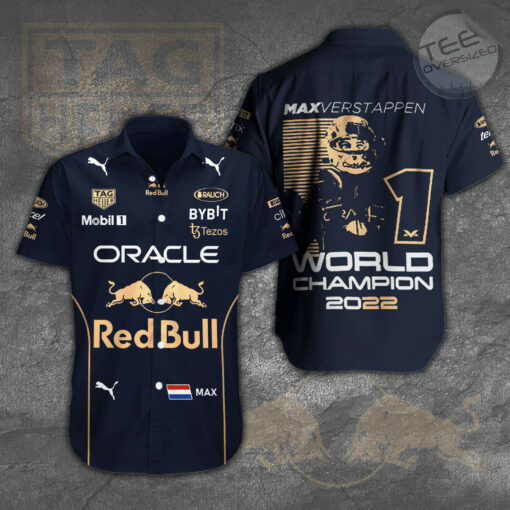 Max Verstappen X Red Bull Racing F1 World Championship Short Sleeve Dress Shirt