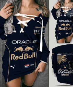 Max Verstappen X Red Bull Racing Shoulder Deep V Neck Lace Up Long Sleeve Pullover