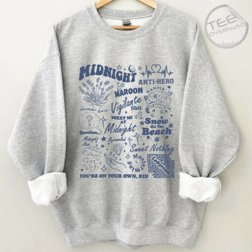 Meet Me At Midnight Oversized Sweatshirt Gray