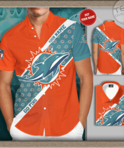 Miami Dolphins 3D Short Sleeve Dress Shirt 03