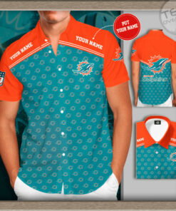 Miami Dolphins 3D Short Sleeve Dress Shirt 04