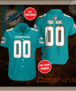 Miami Dolphins 3D Short Sleeve Dress Shirt 05