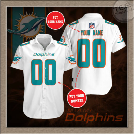 Miami Dolphins 3D Short Sleeve Dress Shirt 06