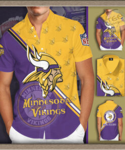 Minnesota Vikings 3D Short Sleeve Dress Shirt 01