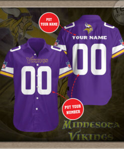 Minnesota Vikings 3D Short Sleeve Dress Shirt 06