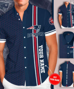 New England Patriota 3D Short Sleeve Dress Shirt 04