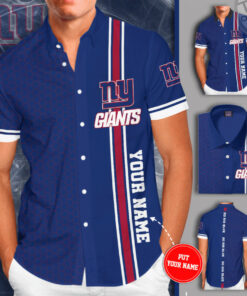 New York Giants 3D Short Sleeve Dress Shirt 01