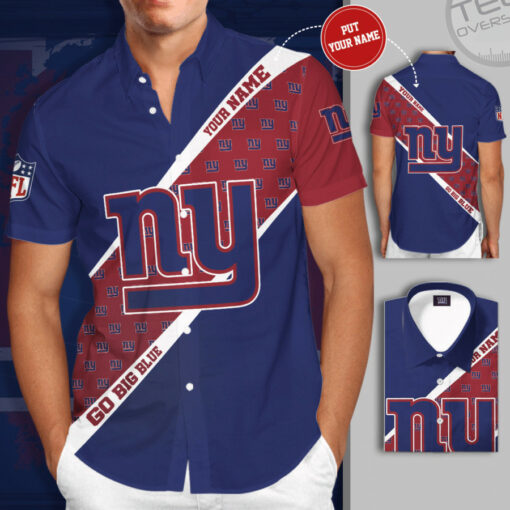 New York Giants 3D Short Sleeve Dress Shirt 02