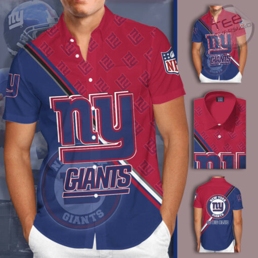 New York Giants 3D Short Sleeve Dress Shirt 03