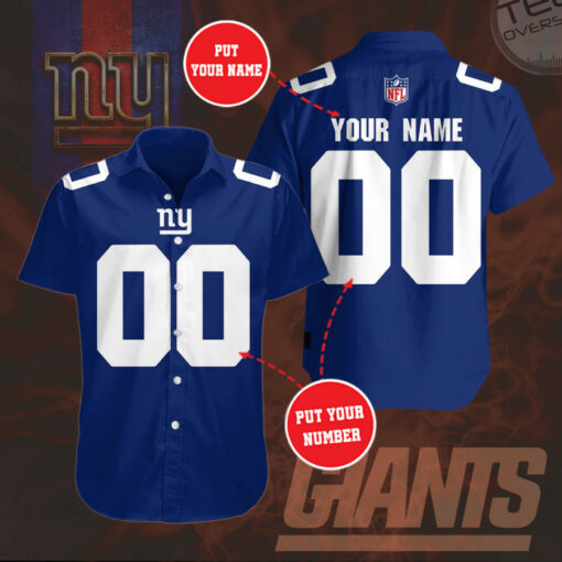 New York Giants 3D Short Sleeve Dress Shirt 04