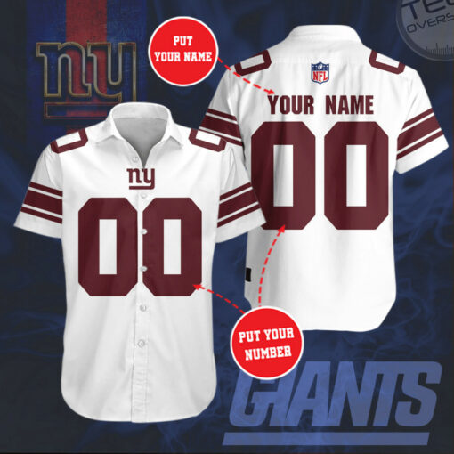 New York Giants 3D Short Sleeve Dress Shirt 05