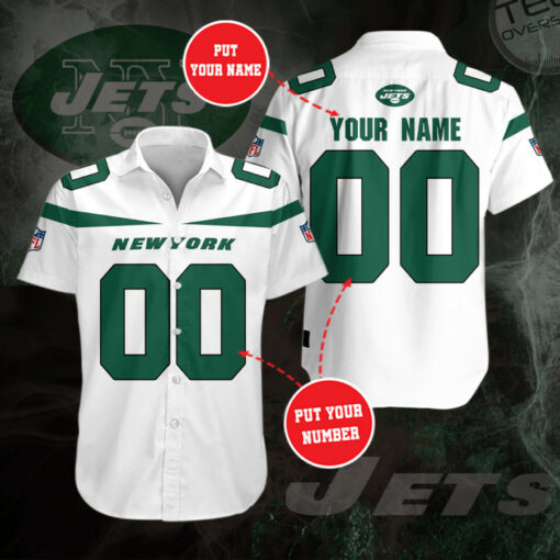 New York Jets 3D Short Sleeve Dress Shirt 04