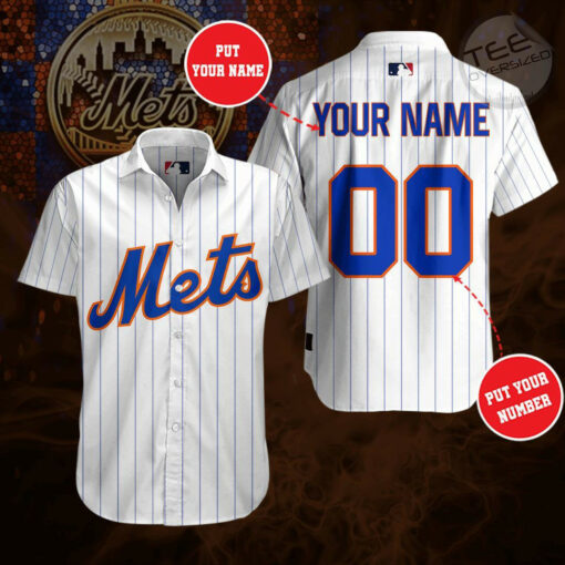 New York Mets 3D Short Sleeve Dress Shirt 02