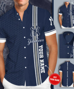 New York Yankees 3D Short Sleeve Dress Shirt 01