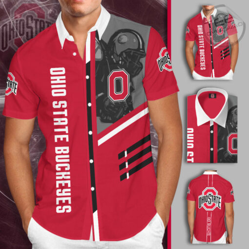 Ohio State Buckeyes 3D Short Sleeve Dress Shirt 01