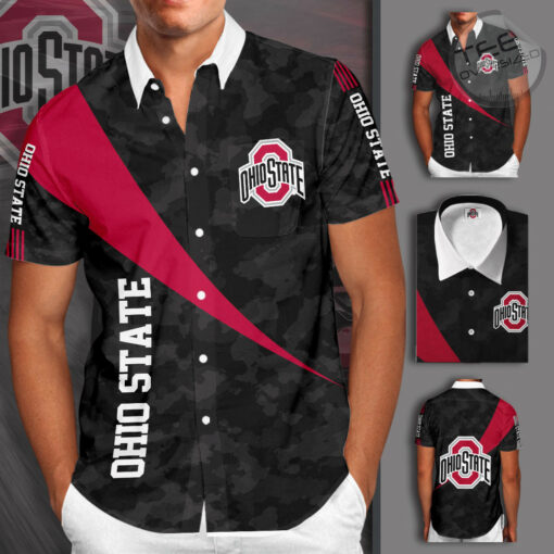 Ohio State Buckeyes 3D Short Sleeve Dress Shirt 02