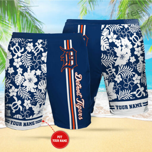 Personalised Detroit Tigers Hawaiian Shorts