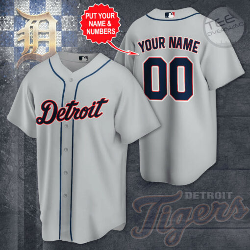 Personalised Detroit Tigers jersey shirt Grey