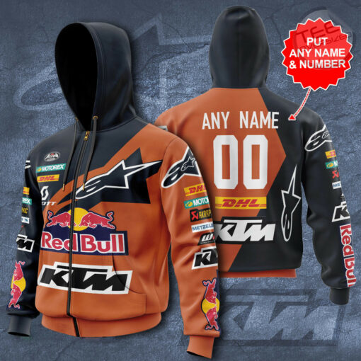 Personalized Red Bull KTM Zip up Hoodie