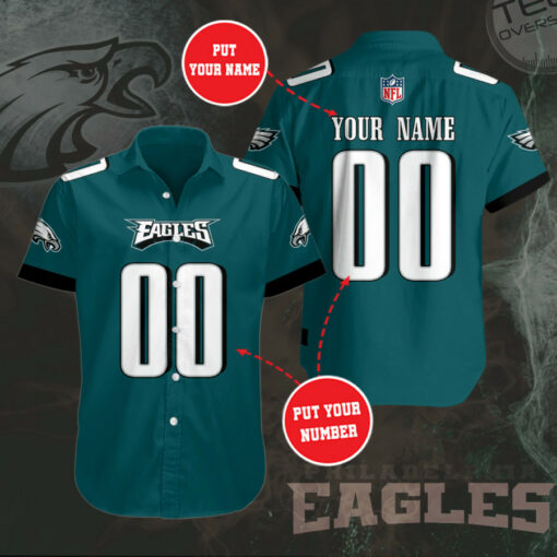 Philadelphia Eagles 3D Short Sleeve Dress Shirt 03