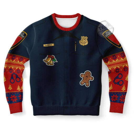 Police Navidad Xmas Ugly Christmas 3D Sweater