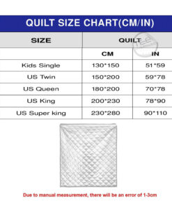 Quilt sizechart