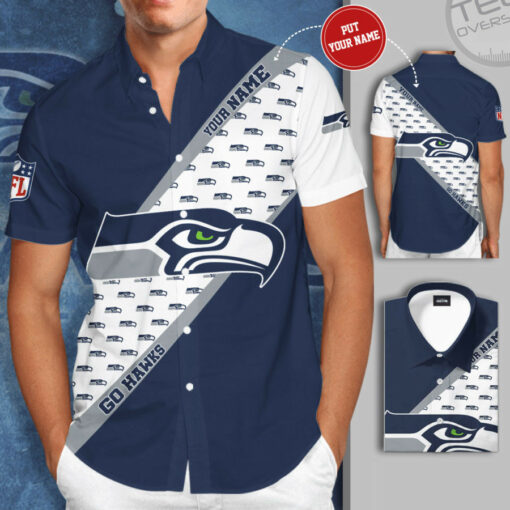 Seattle Seahawks 3D Short Sleeve Dress Shirt 01