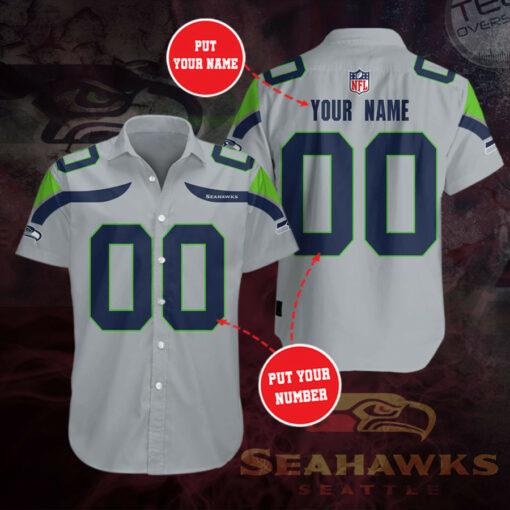 Seattle Seahawks 3D Short Sleeve Dress Shirt 04