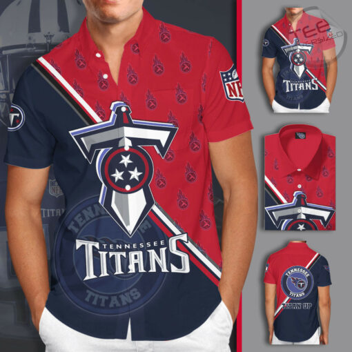 Tennessee Titans 3D Short Sleeve Dress Shirt 04