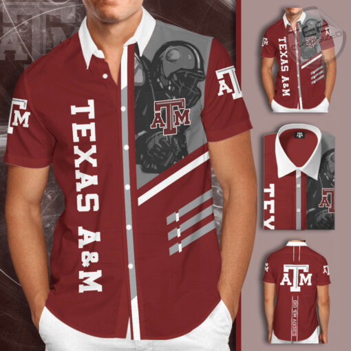 Texas AM Aggies 3D Short Sleeve Dress Shirt 01