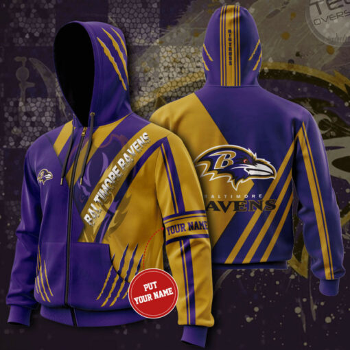 The best selling Baltimore Ravens 3D Zip Up hoodie 02