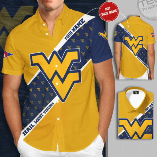 West Virginia Mountaineers 3D Short Sleeve Dress Shirt 02