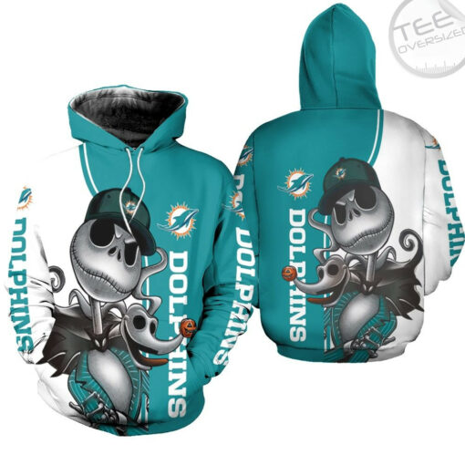 dolphins jack skellington and zero 3d hoodie