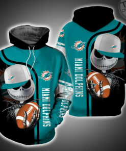 miami dolphins and jack skellington 3d hoodie