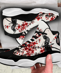 samurai warrior red flower jd13 sneakers