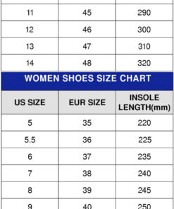 sneaker size chart